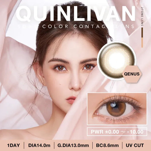 QUINLIVAN - 經典系列 1 DAY QENUS 慕斯桃（10片裝）每日即棄彩妝隱形眼鏡